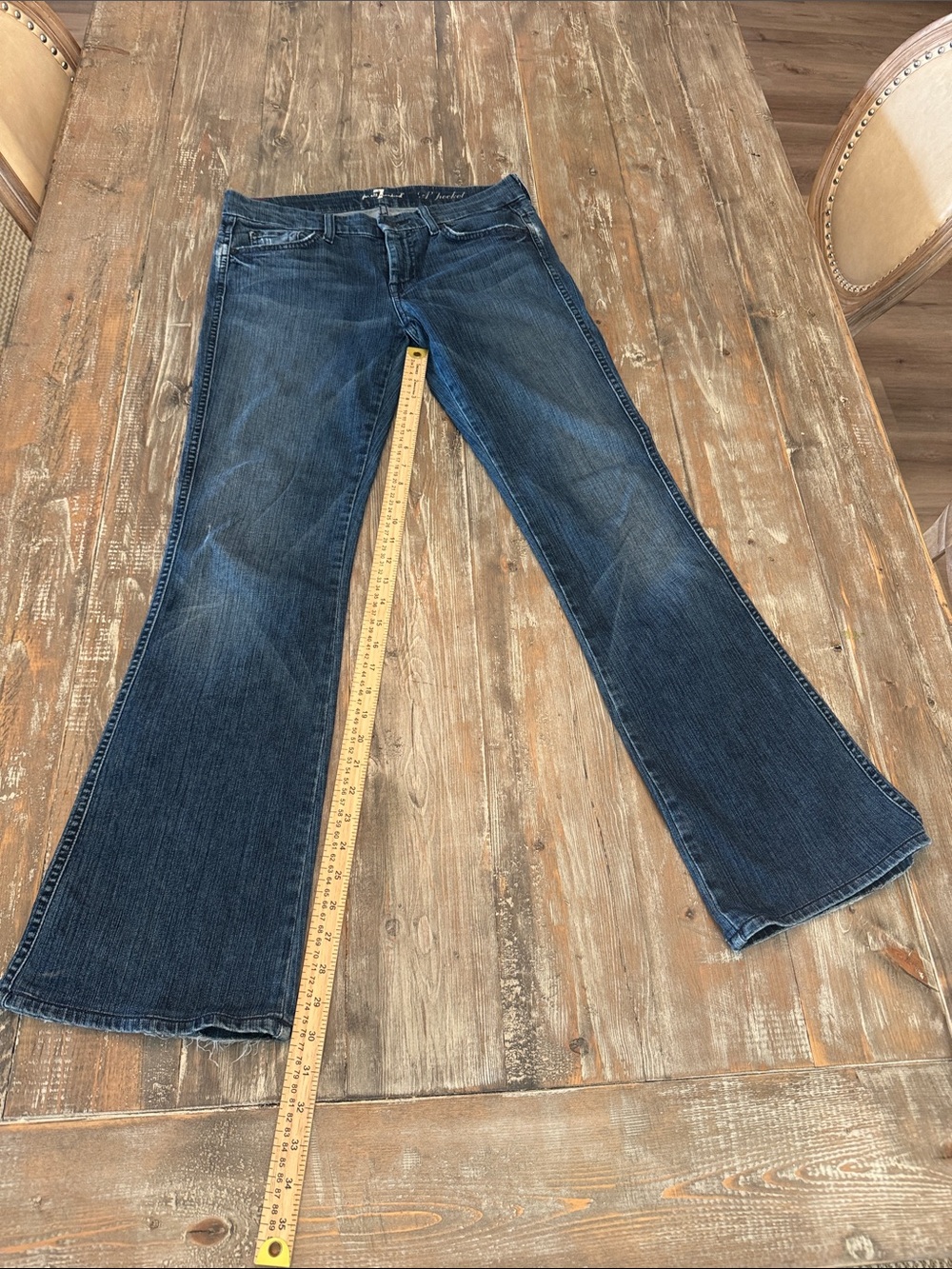Women's Dark Blue Flared Mother “A” pocket jeans